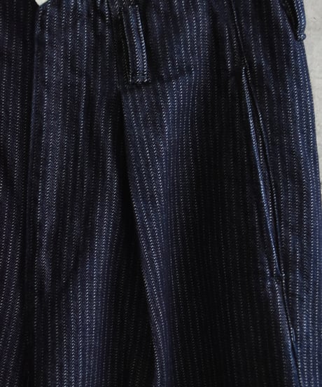 saby TUCK BAGGY TYPE 3 - Stripe Jacquard  Denim One Wash -