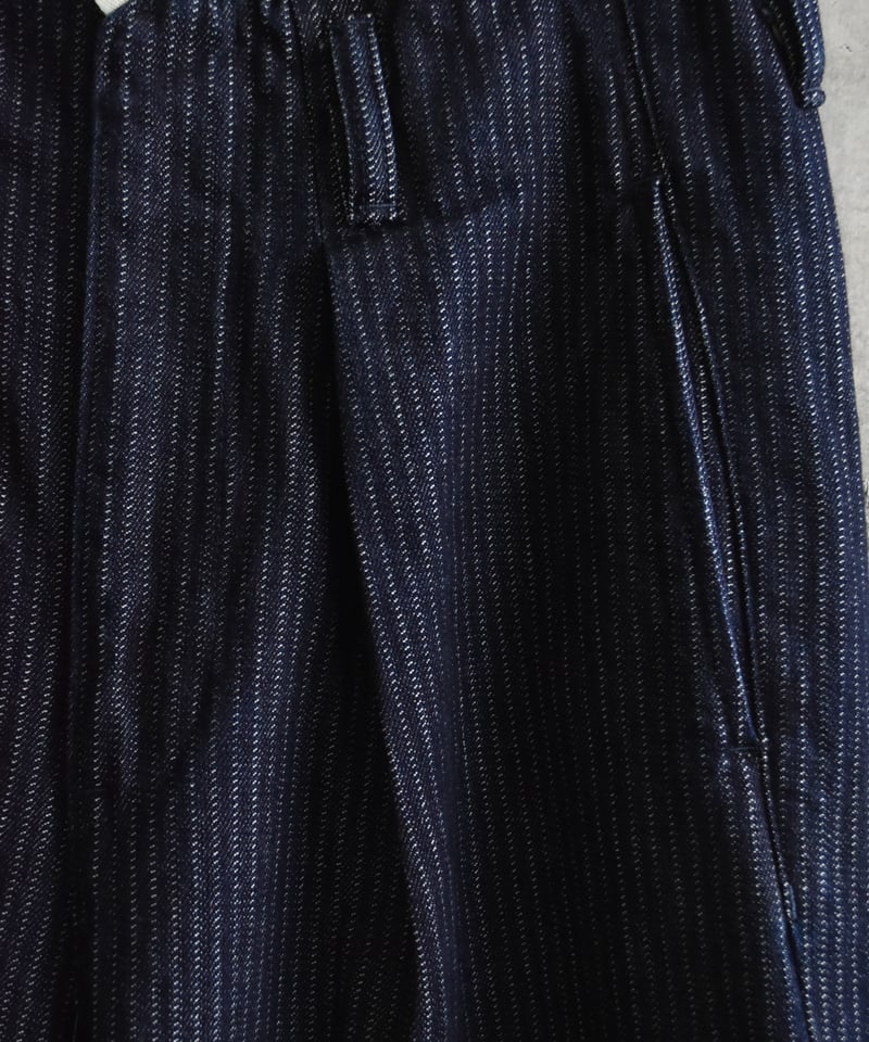saby TUCK BAGGY TYPE 3 - Stripe Jacquard Denim
