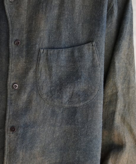【LAST1】Gorsch the merry coachman Ryukyu Indigo Dyed Brushed Ramie Linen Wool Collar Wide Shirt