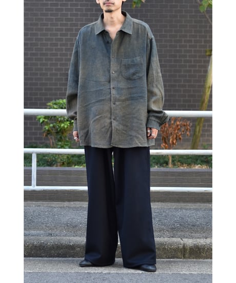 【LAST1】Gorsch the merry coachman Ryukyu Indigo Dyed Brushed Ramie Linen Wool Collar Wide Shirt