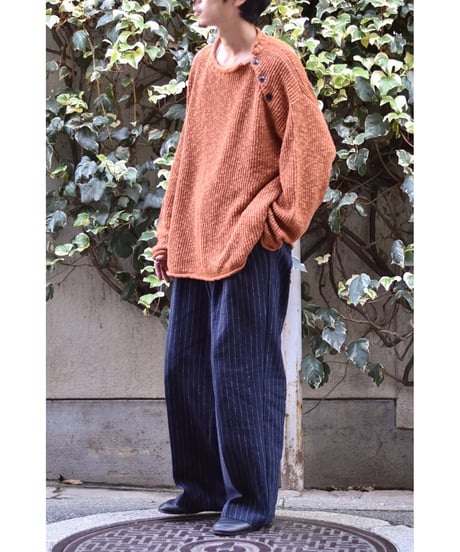 yose cotton linen 2tuck slacks-stripe