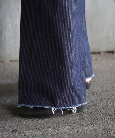 saby TUCK BAGGY TYPE 3 - Stripe Jacquard  Denim One Wash -