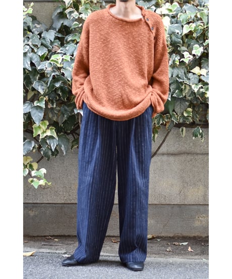 yose cotton linen 2tuck slacks-stripe