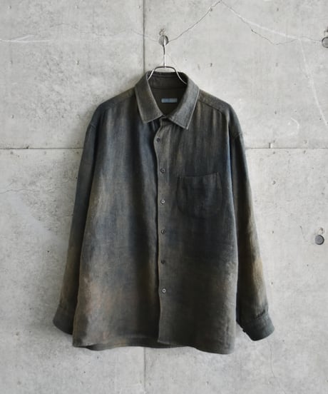 【LAST1】Gorsch the merry coachman Ryukyu Indigo Dyed Brushed Ramie Linen Wool Collar Wide Shirt