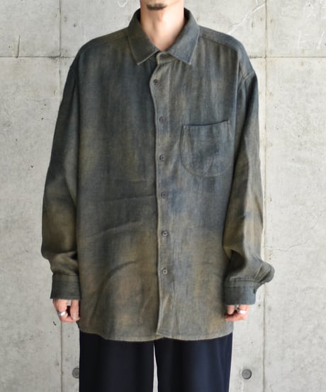 【LAST1】Gorsch the merry coachman Ryukyu Indigo Dyed Brushed Ramie Linen Wool Collar Wide Shirt