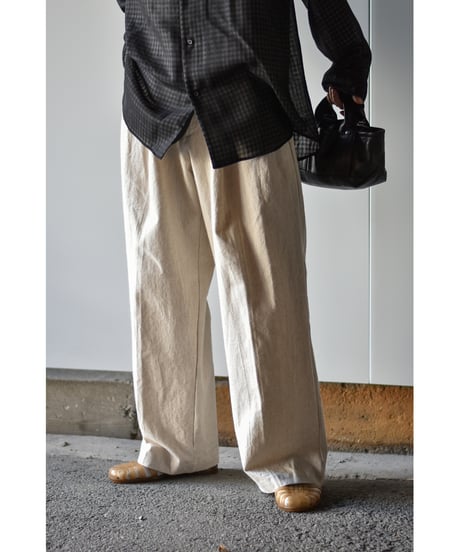 yose cotton linen 2tuck slacks