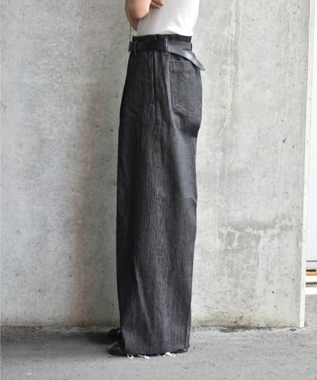 saby TUCK BAGGY TYPE 3 - Stripe Jacquard  Denim One Wash -