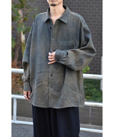 【LAST1】Gorsch the merry coachman Ryukyu Indigo Dyed Brushed Ramie Linen Wool Collar Wide Shirt