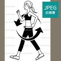 ウォーキングしている女性と循環イメージ-黒【JPEG】
