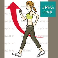 ウォーキングしている女性と上昇イメージ【JPEG】