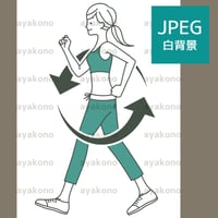 ウォーキングしている女性と循環イメージ-2色【JPEG】