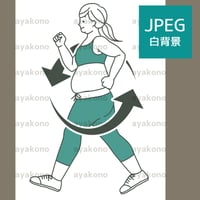 ウォーキングしている肥満女性と循環イメージ-2色【JPEG】