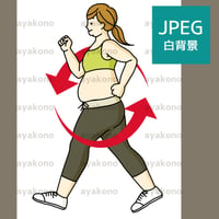 ウォーキングしている肥満女性と循環イメージ【JPEG】