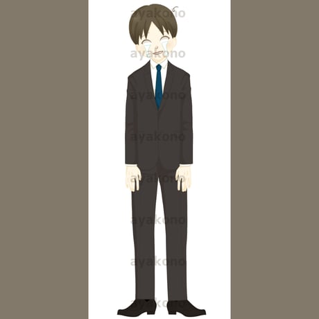 放心状態で涙を流しているスーツ姿の男性【JPEG】