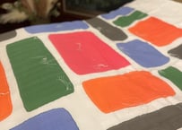 麻掛布団「四角並べ」墨色　染色作家　宮崎 登志雄　作