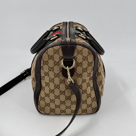 GUCCI GGキャンバス シェリーライン ベージュ 2WAY ハンドバッグ ボストン