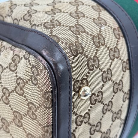 GUCCI GGキャンバス シェリーライン ベージュ 2WAY ハンドバッグ ボストン