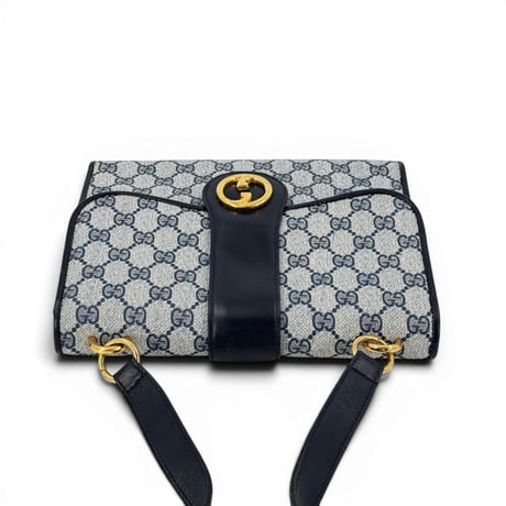 GUCCI GGキャンバス スプリーム ネイビー フラップ ヴィンテージ ショルダーバッグ