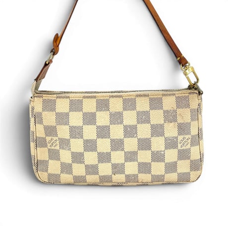 LOUIS VUITTON ポシェットアクセソワール ダミエアズール キャンバス ホワイト ハンドバッグ ポーチ N41207