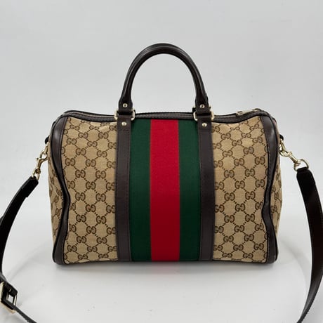 GUCCI GGキャンバス シェリーライン ベージュ 2WAY ハンドバッグ ボストン