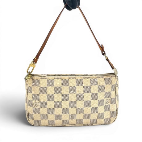 LOUIS VUITTON ポシェットアクセソワール ダミエアズール キャンバス ホワイト ハンドバッグ ポーチ N41207