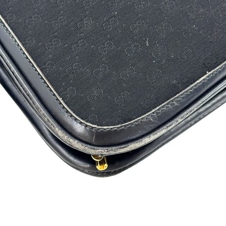 GUCCI GG ブラックキャンバス シェリーライン ヴィンテージショルダーバッグ
