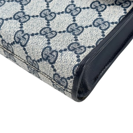 GUCCI GGキャンバス スプリーム ネイビー フラップ ヴィンテージ ショルダーバッグ