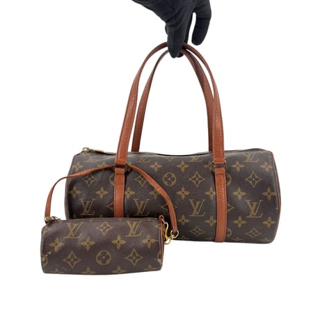 LOUIS VUITTON パピヨン30 モノグラムキャンバス ブラウン 旧型 筒形 ハンドバッグ M51385