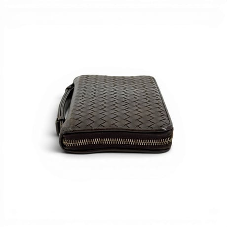 BOTTEGA VENETA イントレチャート レザー ダークブラウン クラッチ ウォレット