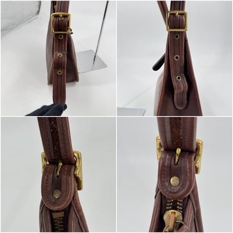 COACH オールドコーチ ブラウン ハンドクラフト レザー ショルダーバッグ