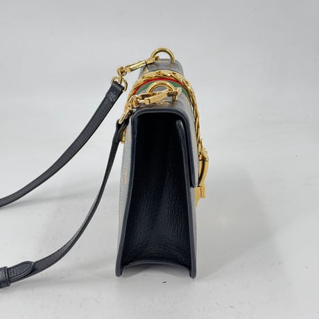 GUCCI シヴィ ビー＆スター ブラックレザー ミニショルダーバッグ 5244054 93075
