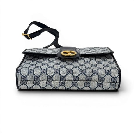 GUCCI GGキャンバス スプリーム ネイビー フラップ ヴィンテージ ショルダーバッグ