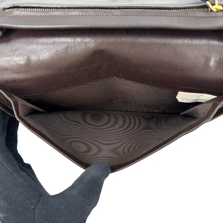 BOTTEGA VENETA イントレチャート レザー ダークブラウン クラッチ ウォレット