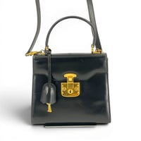 GUCCI オールド GUCCI レディロック レザー ブラック キー クロシェット 2WAYバッグ