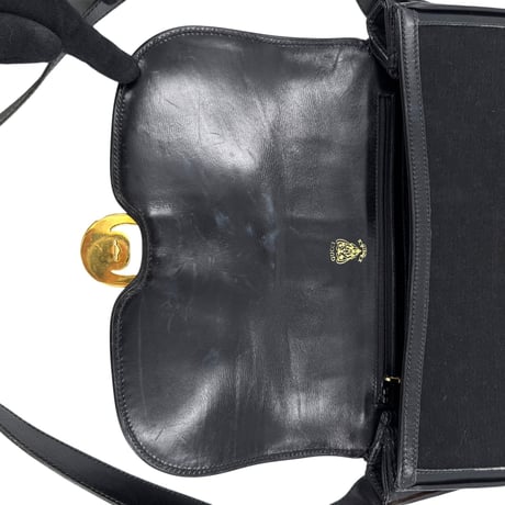 GUCCI GG ブラックキャンバス シェリーライン ヴィンテージショルダーバッグ