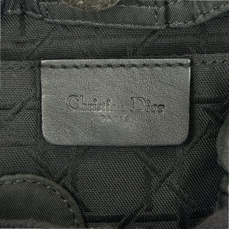 DIOR マリス パール ナイロン レザー ブラック ハンドバッグ ヴィンテージ カード付き