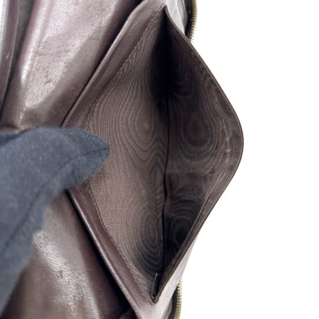 BOTTEGA VENETA イントレチャート レザー ダークブラウン クラッチ ウォレット