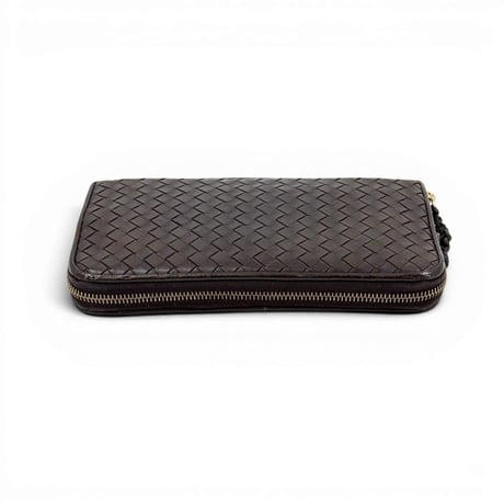 BOTTEGA VENETA イントレチャート レザー ダークブラウン クラッチ ウォレット