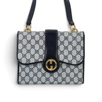 GUCCI GGキャンバス スプリーム ネイビー フラップ ヴィンテージ ショルダーバッグ