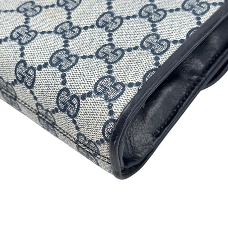 GUCCI GGキャンバス スプリーム ネイビー フラップ ヴィンテージ ショルダーバッグ