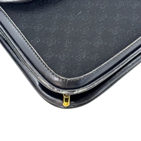 GUCCI GG ブラックキャンバス シェリーライン ヴィンテージショルダーバッグ