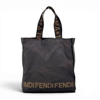 FENDI ロゴ ナイロンキャンバス ダークブラウン トートバッグ ヴィンテージ 16327