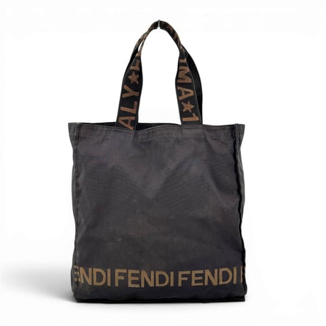 FENDI ロゴ ナイロンキャンバス ダークブラウン トートバッグ ヴィンテージ 16327