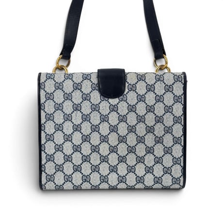 GUCCI GGキャンバス スプリーム ネイビー フラップ ヴィンテージ ショルダーバッグ