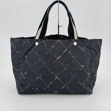 CHANEL オールドトラベルライン ナイロントートバッグMM ブラック スクエア
