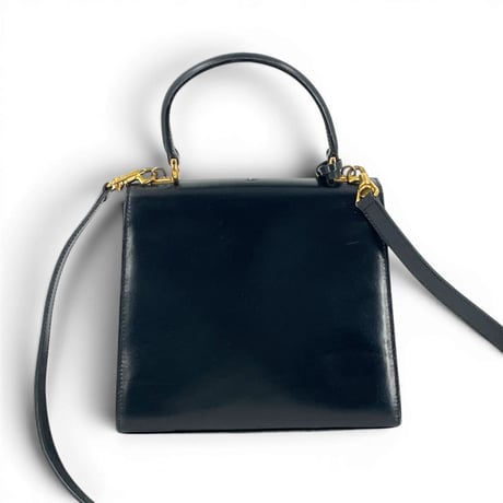 GUCCI オールド GUCCI レディロック レザー ブラック キー クロシェット 2WAYバッグ