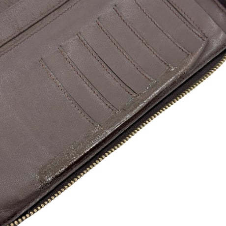 BOTTEGA VENETA イントレチャート レザー ダークブラウン クラッチ ウォレット