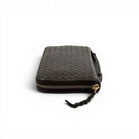 BOTTEGA VENETA イントレチャート レザー ダークブラウン クラッチ ウォレット