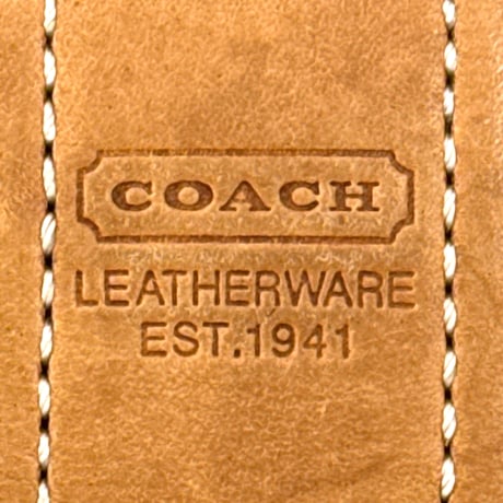 COACH シグネチャー ヘリテージ ストライプ キャンバス レザー ブラウン ショルダーバッグ F18926