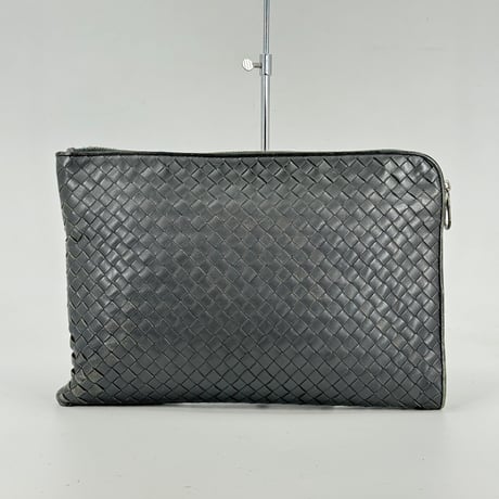BOTTEGA VENETA イントレチャート エナメル グレー ビジネスバッグ